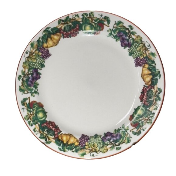 Kensington Garden Decorative Ceramic Bread Desert Plate With Fruit Border Design - Picture 1 of 10